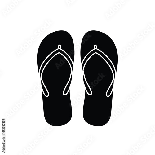 Slipper flip flops vector icon design silhouette