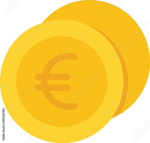 Two golden euro coins with euro sign representing money and finance savings investment