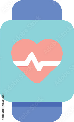 Vector illustration of a smartwatch displaying a heartbeat monitor for health and fitness