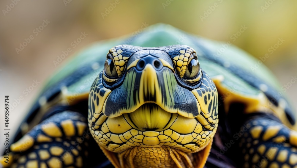 Obraz premium Close-up of a turtle against a blurred background