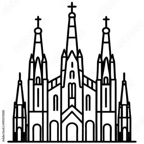 Gothic Cathedral Silhouette –Black Silhouette of Famous European Church
