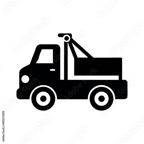 Tow Truck Front View Black Silhouette Vector