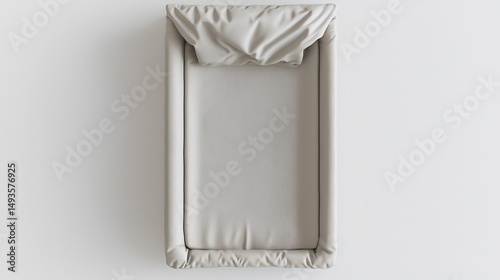 Isolated 3D render of baby changing mat with padded surface and soft edges top view on white background