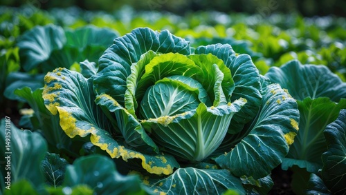 Severe mold infestation in cabbage plant photo