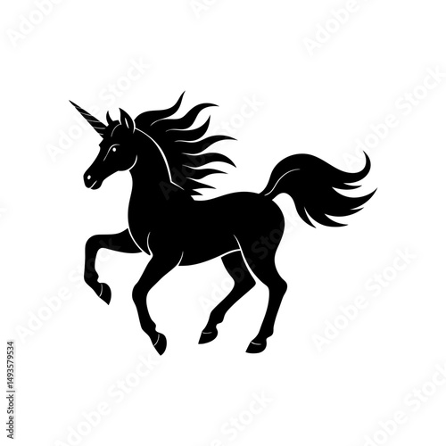 Unicorn running silhouette illustration