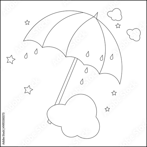 Umbrella for kids coloring page