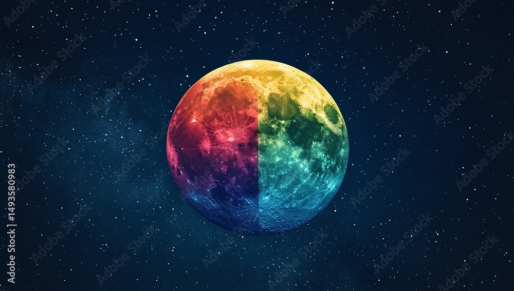 Obraz premium Rainbow Moon Night Sky.