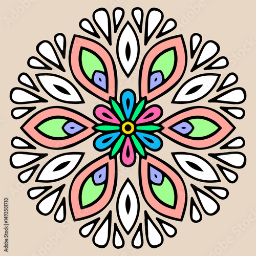 Black and white original template, mandala stencil suitable for laser cutting metal, wood carving, coloring, stained glass. Isolated. Patterns and ornaments of the East, Asia, India, Mexico, Aztec