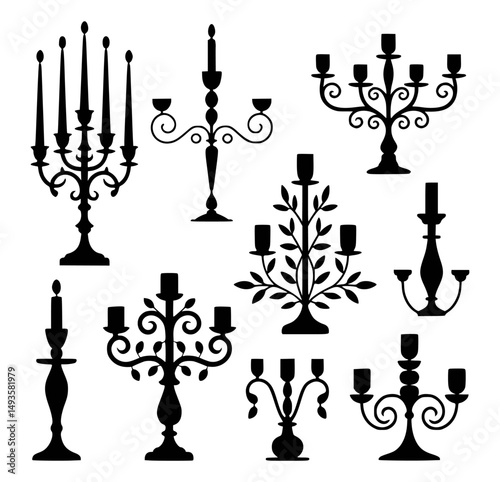 Collection of elegant candle holder silhouettes