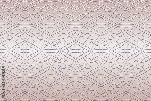 Ethnic satin metallic background, cover design, banner, wallpaper. Geometric abstract 3D pattern. Embossed ornaments, arabesques, mandala of the East, Asia, India, Mexico, Aztec, Peru in boho style.