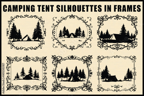 Framed Camping Tent Forest Vector