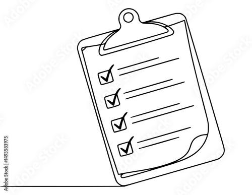 Completed checklist on a clipboard outline