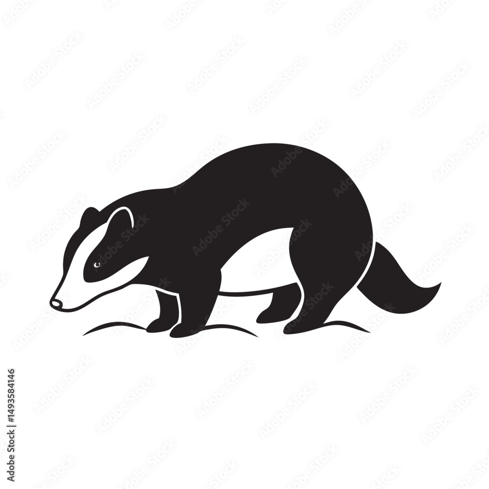 Obraz premium Badger Digging Hole In Ground Silhouette