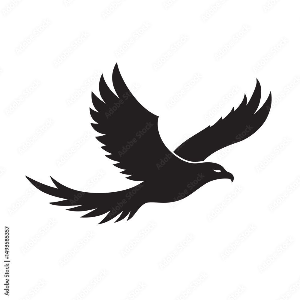 Fototapeta premium Eagle Soaring Freely Across Sky Silhouette
