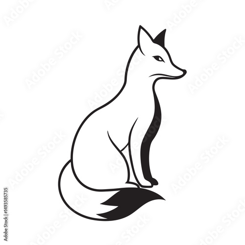Wild Fox Sitting Attentively Silhouette
