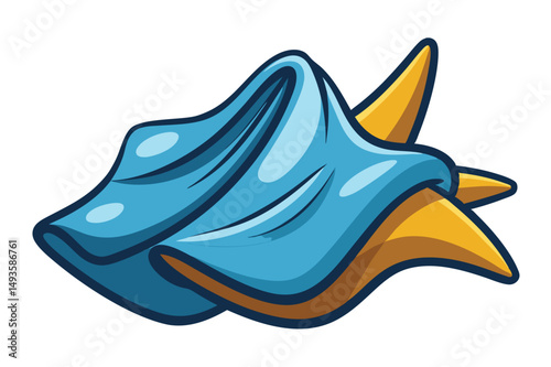 Colorful vector illustration of a folded blue blanket draped over a yellow object, showcasing a playful and creative design suitable for various uses