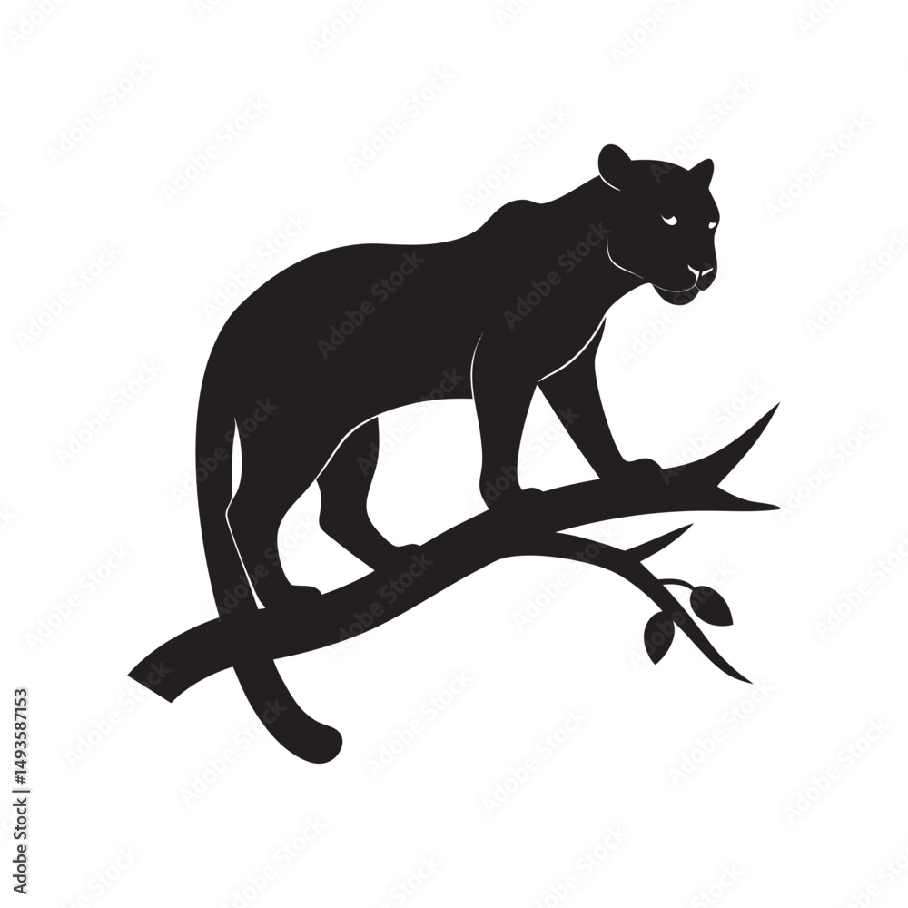 Obraz premium Leopard Resting On Tree Branch Silhouette