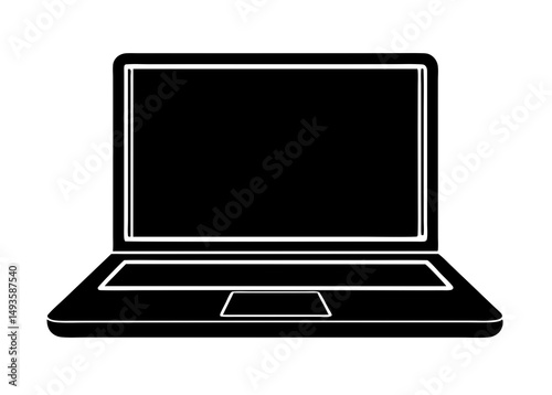 Modern Laptop Illustration with Sleek Electronic Device Design, Technology and Office Equipment Concept Featuring High-Resolution Display and Contemporary Style