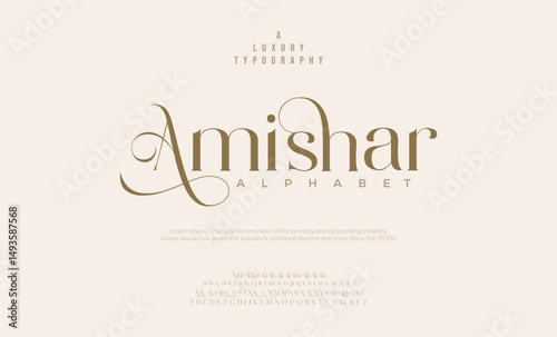 Elegant Font Uppercase Lowercase and Number. Classic Lettering Minimal Fashion Designs. Typography modern serif fonts regular decorative vintage concept. vector illustration