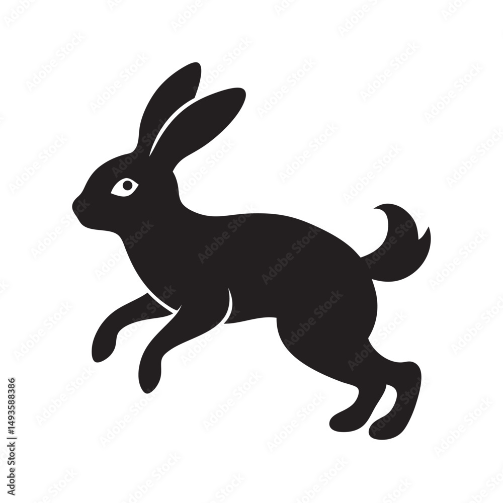 Naklejka premium Rabbit Hopping Through Grass Silhouette