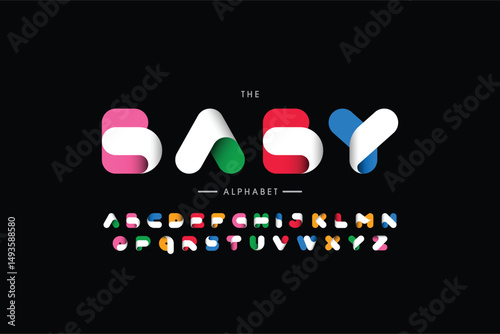 Vector of stylized modern font and alphabet