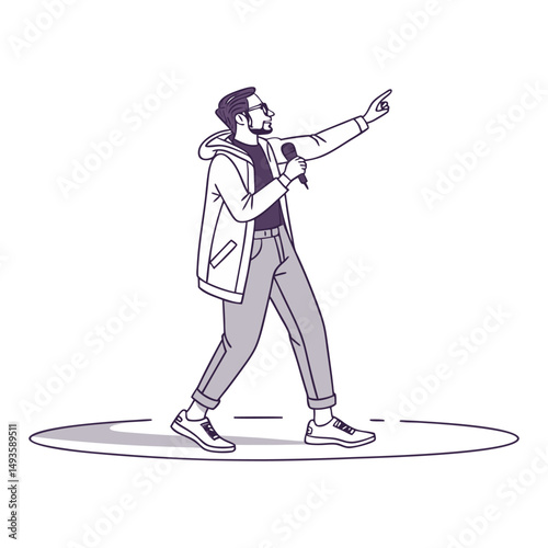 A Man Giving a Speech Holding a Microphone