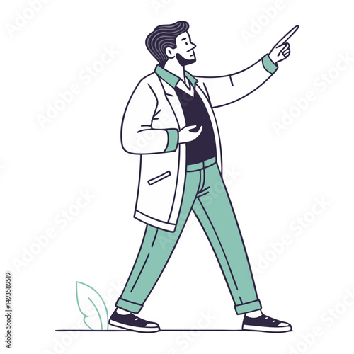 Man pointing and presenting with confidence