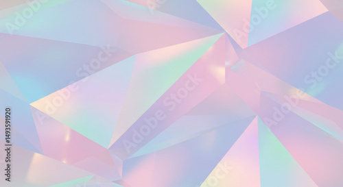 Iridescent Abstract Low Poly Background with Geometric Shapes and Pastel Colors