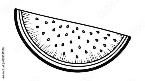 Silhouette of a slice of watermelon with visible seeds