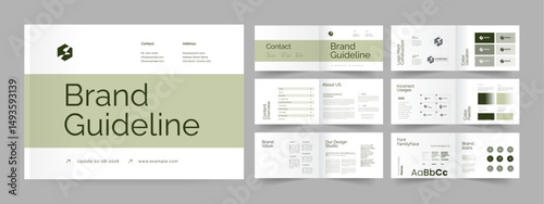 Modern Brand Manual Design, landscape Brand Guideline Template, Brand Manual Brochure .