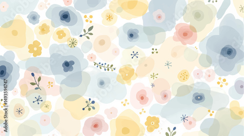 Seamless floral pattern watercolor, Colorful watercolor flowers background