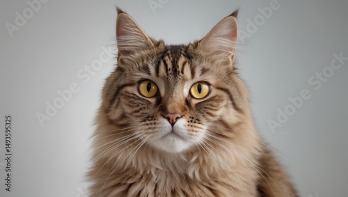 Adult cat with striking yellow eyes in a portrait