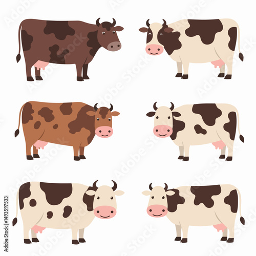 Cartoon cows farm animal domestic livestock