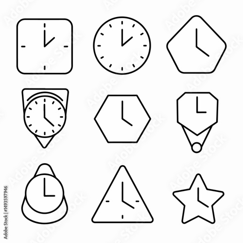 Clock icons with different shapes and styles