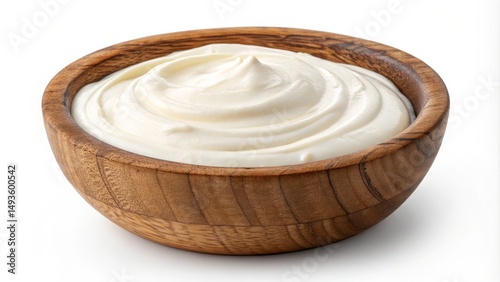 Creamy Yogurt in Wooden Bow...