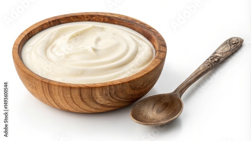 Creamy Yogurt in Wooden Bow...
