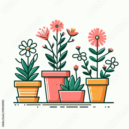 flowers in pots