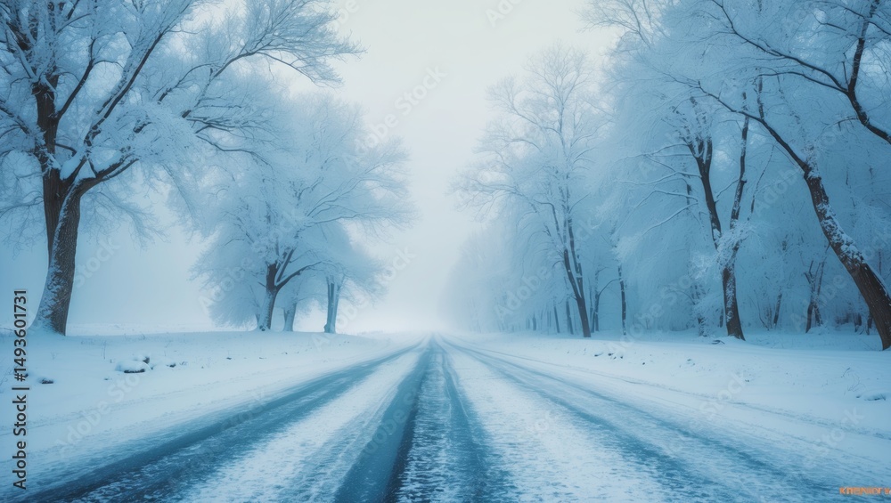 Fototapeta premium snow-laden road