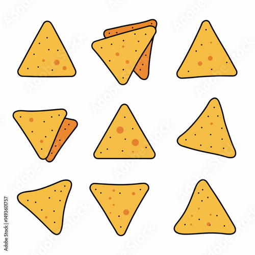Nachos snack food chips triangles background pattern