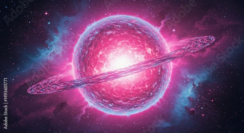 Glowing Star in Deep Space – Stellar Explosion, Supernova, or Cosmic Energy Concept
