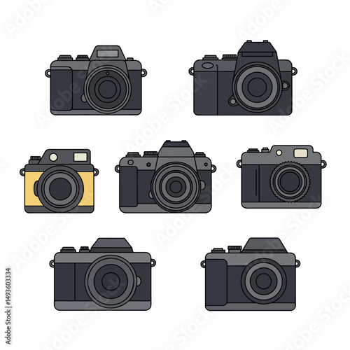 Retro cameras collection photography simple design
