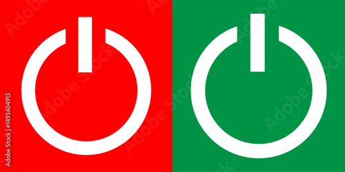 On off power button. Switch on switch off icon. Press start button sign , Power on off button with sign red green color, logo concept of power button sign on white background. eps10. 11:11