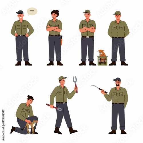 Wildlife worker team taking care animal