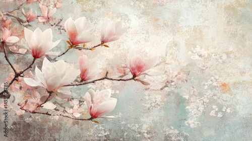 Magnolia trees bloom in spring. Their flowers create a beautiful, textured background. Perfect for a spring banner!
