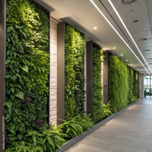 Hallway Green Walls Lush Ve...