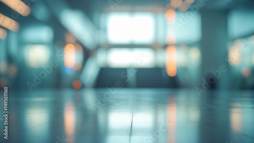 Wallpaper Mural SOFTENED OFFICE SCENE, MODERN CORPORATE HALL WITH LIGHT REFLECTIONS ON THE GROUND Torontodigital.ca