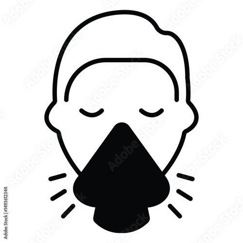 Sneezing Vector Icon Indicating Viral Infection Symptoms