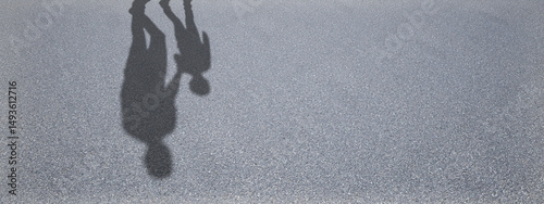 Concept or conceptual background of floor texture surface with a human shadow as silhouette. A 3d illustration metaphor to young childhood education, fun happy family child parent relationship design