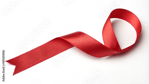 Red Satin Ribbon Loop on Wh...