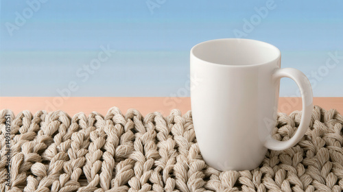 Minimal white ceramic mug o...